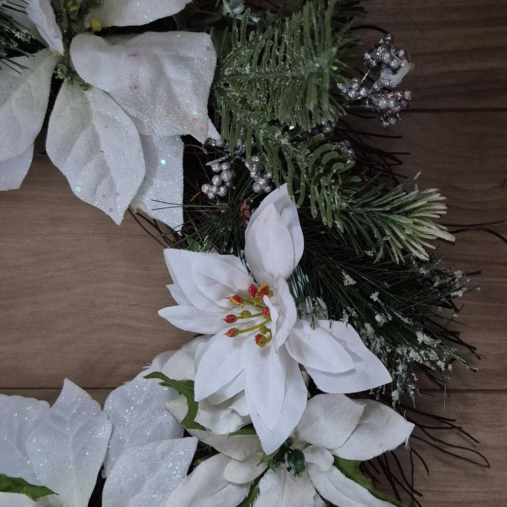 White Poinsettia Wreath